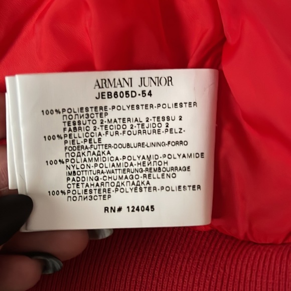 COPY - Armani Junior Red Bomber coat size 3 - Picture 5 of 7